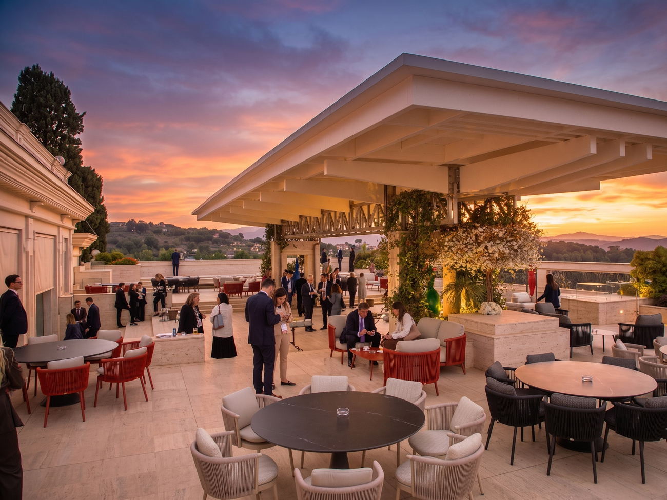 Terrazza panoramica al tramonto